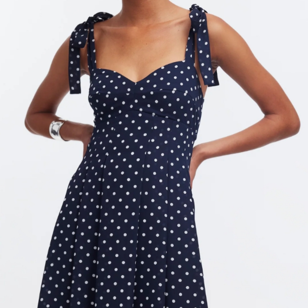 NWT Madewell Navy and Blue Polka Dot Dress